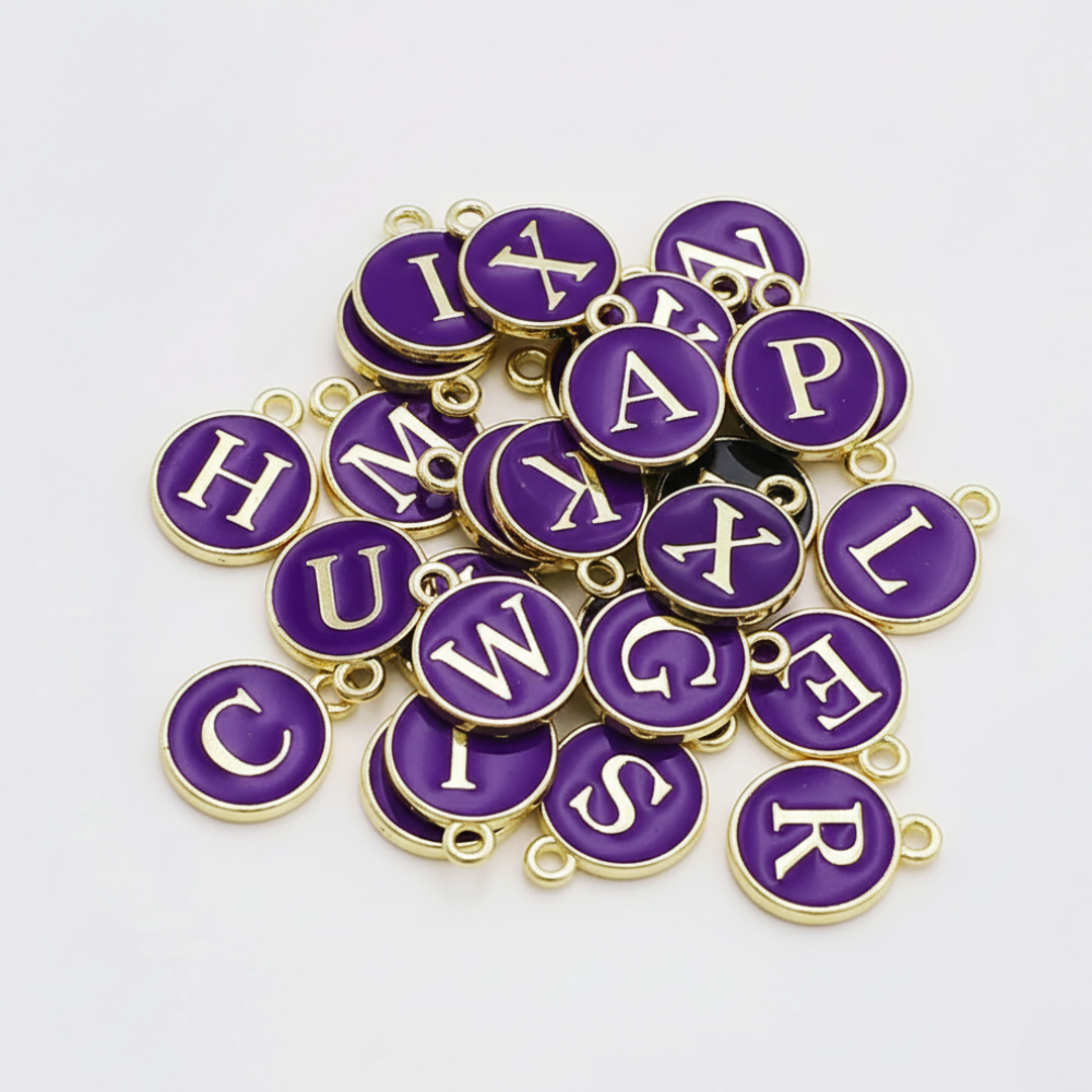 SERIFEN BUCHSTABEN Charm - lila gold