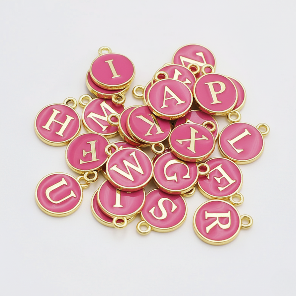 SERIFEN BUCHSTABEN Charm - pink gold