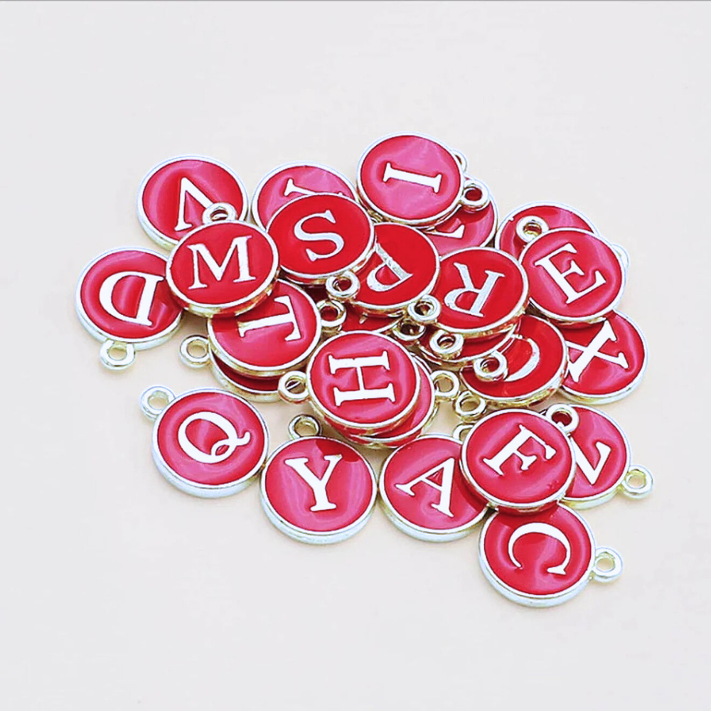 SERIFEN BUCHSTABEN Charm - rot silber