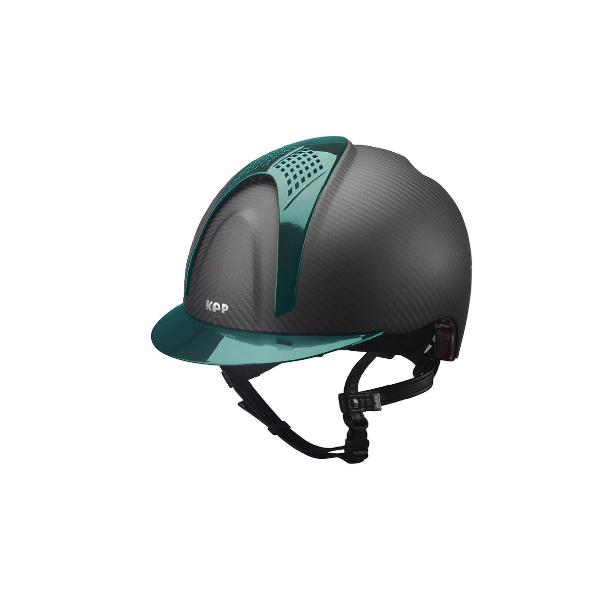 KEP Matt Black Carbon shell+metal green visor