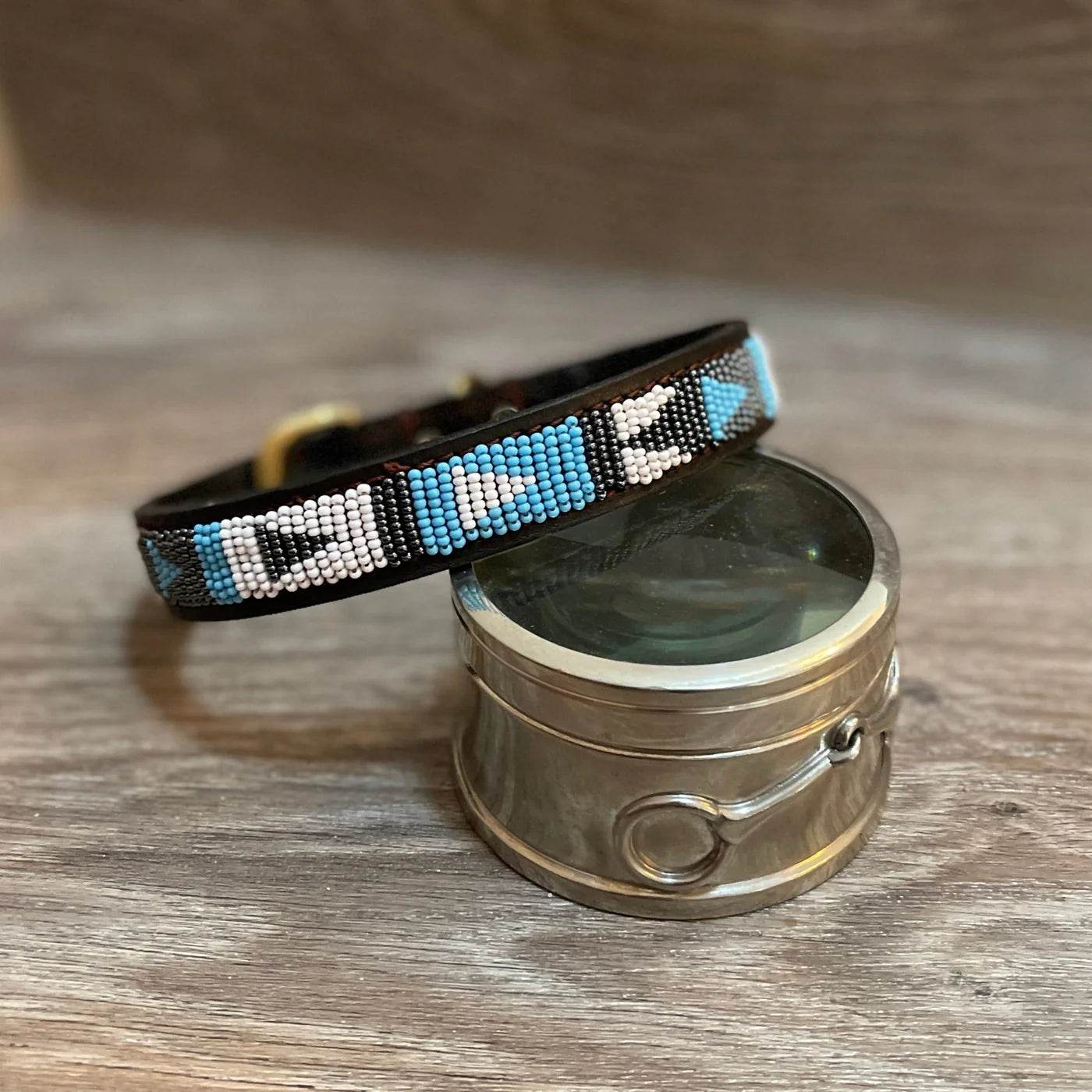 Hundehalsband Maasai aus Leder mit Perlen - Größe S - Glam & Gallop