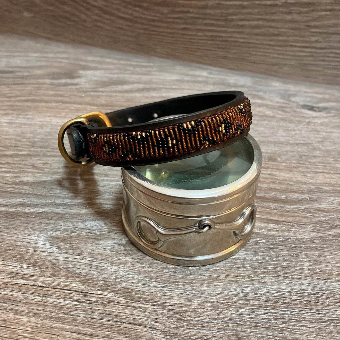 Hundehalsband Maasai aus Leder mit Perlen - Größe S - Glam & Gallop