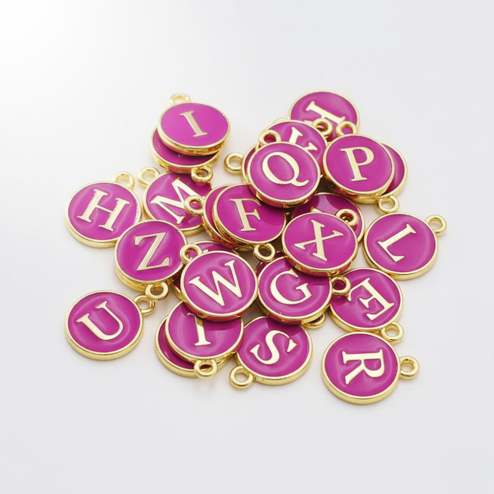 SERIFEN BUCHSTABEN Charm - fuchsia gold