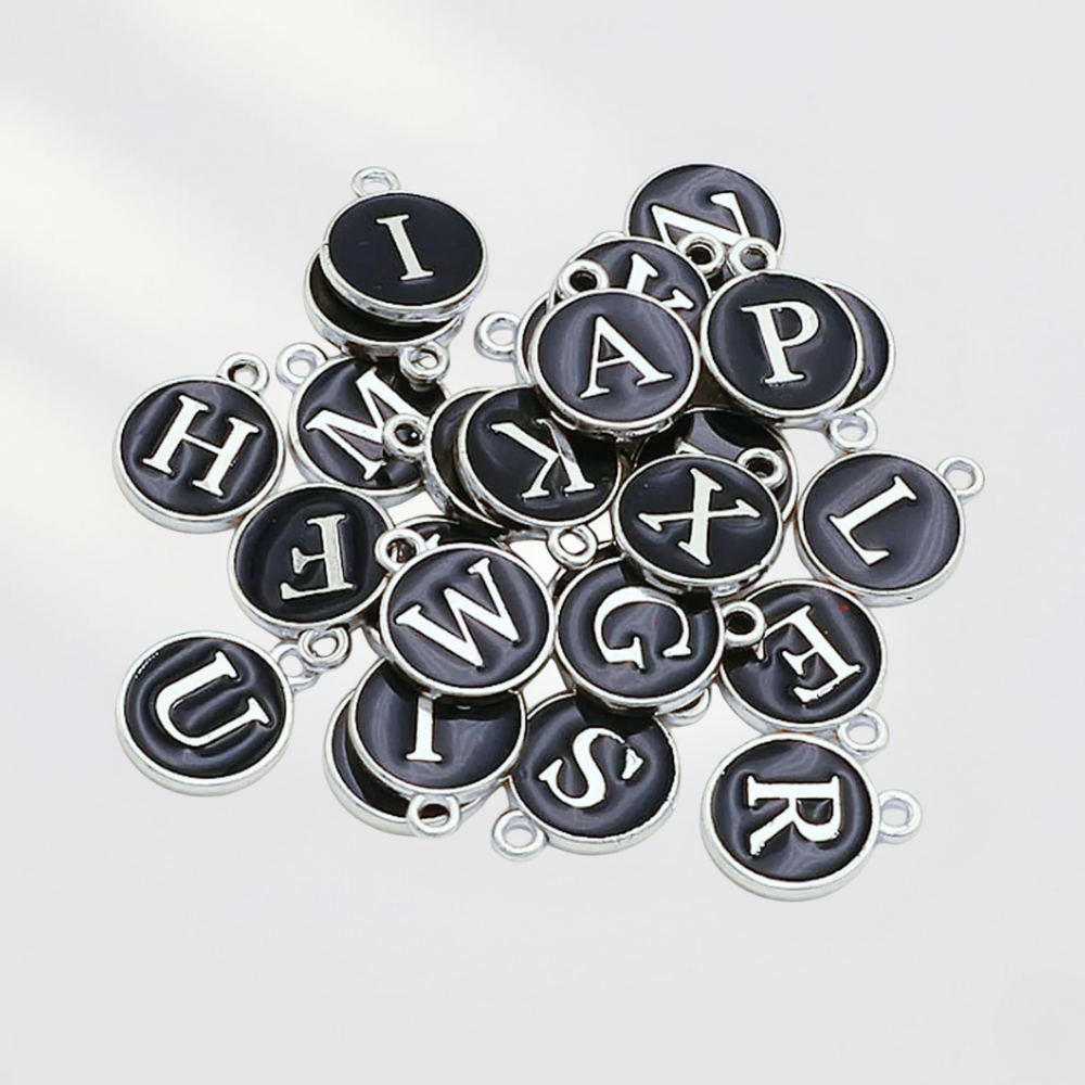 SERIFEN BUCHSTABEN Charm - schwarz silber