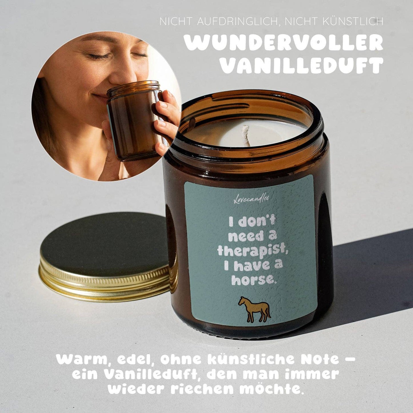 Vanille Duftkerze - I don't need a therapist, I have a horse