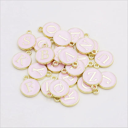 Serif Letter Charm - pink